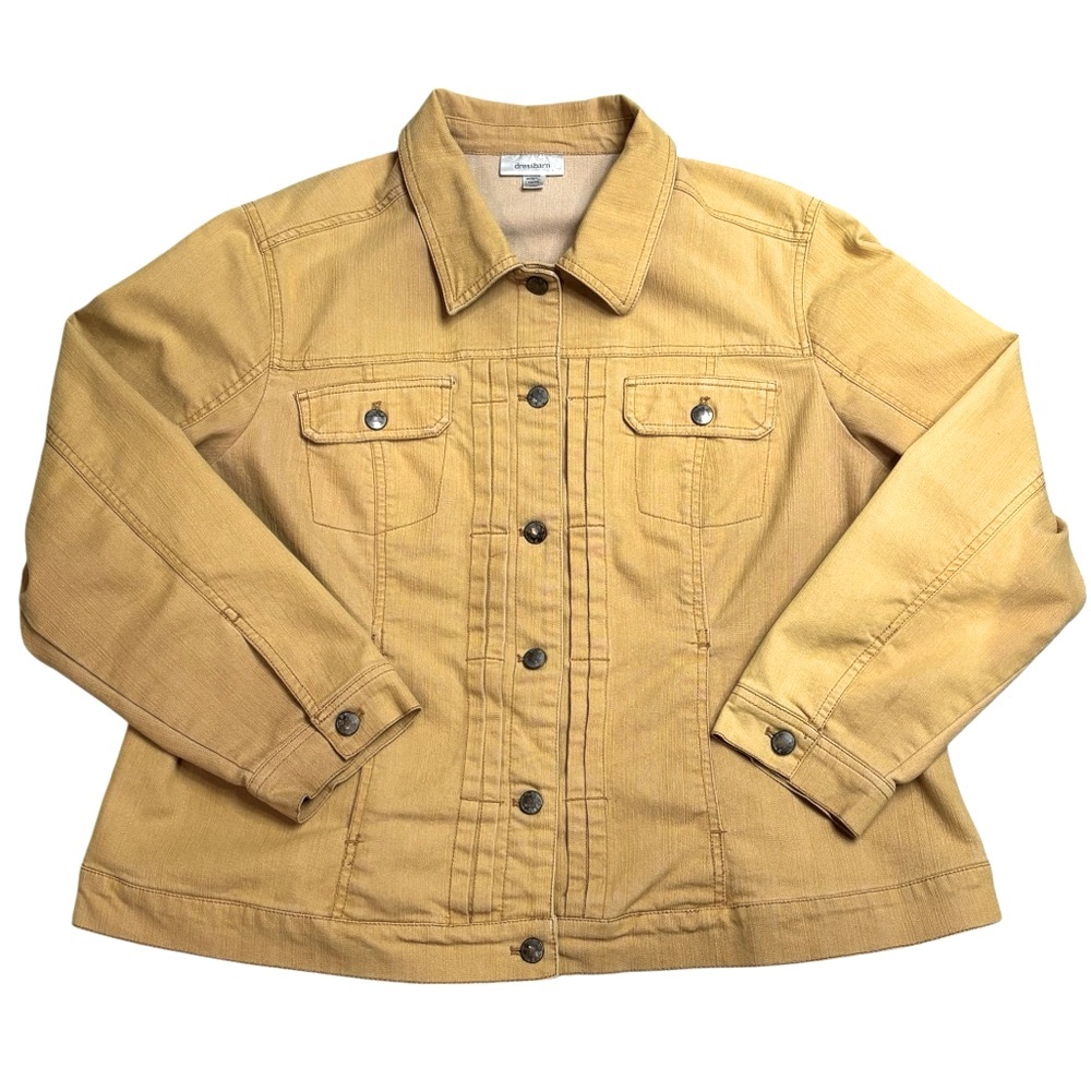DressBarn Muted Mustard Yellow Lightweight 2 Pocket Button Down Jacket 18/20